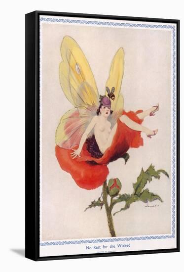 Woman Butterfly Being Harassed by a Wasp-null-Framed Stretched Canvas