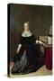 Woman by a Virginal-Godaert Kamper-Stretched Canvas