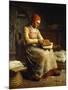 Woman Carding Wool-Jean-François Millet-Mounted Giclee Print