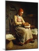 Woman Carding Wool-Jean-François Millet-Mounted Giclee Print