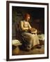 Woman Carding Wool-Jean-François Millet-Framed Premium Giclee Print