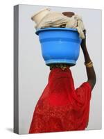 Woman Carrying a Bowl on Her Head, Saint Louis, Senegal, West Africa, Africa-Godong-Stretched Canvas