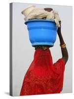 Woman Carrying a Bowl on Her Head, Saint Louis, Senegal, West Africa, Africa-Godong-Stretched Canvas