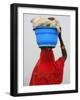 Woman Carrying a Bowl on Her Head, Saint Louis, Senegal, West Africa, Africa-Godong-Framed Photographic Print