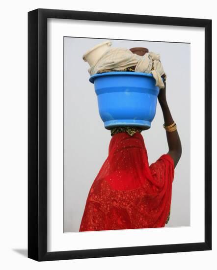 Woman Carrying a Bowl on Her Head, Saint Louis, Senegal, West Africa, Africa-Godong-Framed Photographic Print