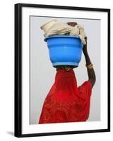 Woman Carrying a Bowl on Her Head, Saint Louis, Senegal, West Africa, Africa-Godong-Framed Photographic Print