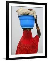 Woman Carrying a Bowl on Her Head, Saint Louis, Senegal, West Africa, Africa-Godong-Framed Photographic Print