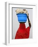 Woman Carrying a Bowl on Her Head, Saint Louis, Senegal, West Africa, Africa-Godong-Framed Photographic Print