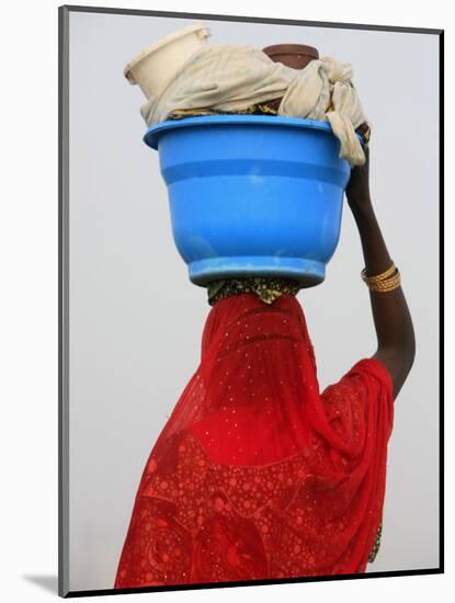 Woman Carrying a Bowl on Her Head, Saint Louis, Senegal, West Africa, Africa-Godong-Mounted Photographic Print