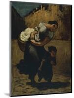 Woman Carrying a Bundle with a Girl in the Street, 1850-Honore Daumier-Mounted Giclee Print