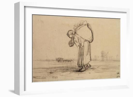 Woman Carrying a Sack on Her Back-Jean-Francois Millet-Framed Giclee Print
