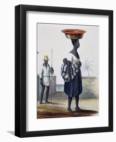 Woman Carrying Child and in the Background a Soldier, Santiago, Cape Verde Archipelago-Jules Dumont D'Urville-Framed Premium Giclee Print