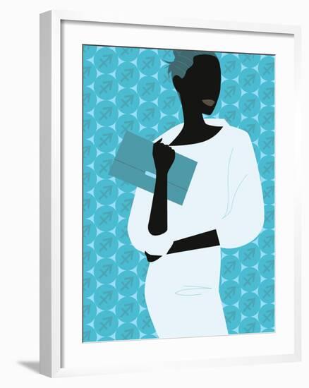 Woman Carrying Clutch Purse-null-Framed Giclee Print