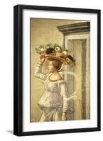 Woman Carrying Fruit, from the Birth of St. John the Baptist (Detail)-Domenico Ghirlandaio-Framed Giclee Print