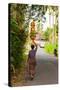 Woman Carrying Offering to Temple, Pejeng Kaja, Tampaksiring, Bali, Indonesia-null-Stretched Canvas