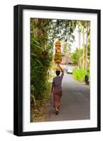 Woman Carrying Offering to Temple, Pejeng Kaja, Tampaksiring, Bali, Indonesia-null-Framed Photographic Print