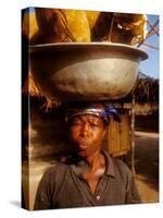 Woman Carrying Pan Filled with Baobab Fruit, Boku, Ghana-Alison Jones-Stretched Canvas