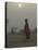 Woman Carrying Water Jar in Sand Storm, Thar Desert, Rajasthan, India-Keren Su-Stretched Canvas