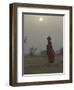 Woman Carrying Water Jar in Sand Storm, Thar Desert, Rajasthan, India-Keren Su-Framed Photographic Print