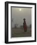 Woman Carrying Water Jar in Sand Storm, Thar Desert, Rajasthan, India-Keren Su-Framed Photographic Print