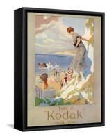 Woman Cautiously Descends a Cliff Path to the Beach Clutching Her Precious Kodak-null-Framed Stretched Canvas