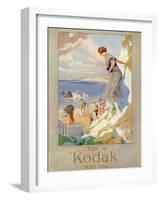 Woman Cautiously Descends a Cliff Path to the Beach Clutching Her Precious Kodak-null-Framed Photographic Print