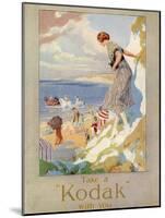 Woman Cautiously Descends a Cliff Path to the Beach Clutching Her Precious Kodak-null-Mounted Photographic Print