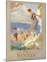 Woman Cautiously Descends a Cliff Path to the Beach Clutching Her Precious Kodak-null-Mounted Photographic Print