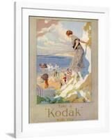 Woman Cautiously Descends a Cliff Path to the Beach Clutching Her Precious Kodak-null-Framed Photographic Print