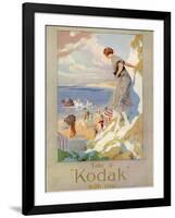 Woman Cautiously Descends a Cliff Path to the Beach Clutching Her Precious Kodak-null-Framed Photographic Print