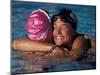 Woman Celebrating Her Victory in Swimming Race-null-Mounted Photographic Print