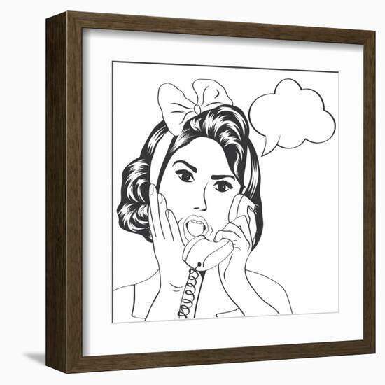 Woman Chatting on the Phone, Pop Art Illustration-Eva Andreea-Framed Art Print