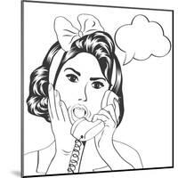 Woman Chatting on the Phone, Pop Art Illustration-Eva Andreea-Mounted Art Print