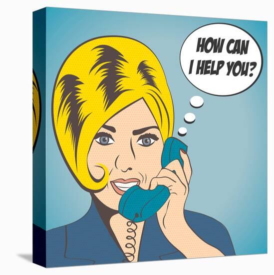 Woman Chatting on the Phone, Pop Art Illustration-Eva Andreea-Stretched Canvas