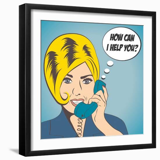 Woman Chatting on the Phone, Pop Art Illustration-Eva Andreea-Framed Art Print