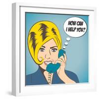 Woman Chatting on the Phone, Pop Art Illustration-Eva Andreea-Framed Art Print