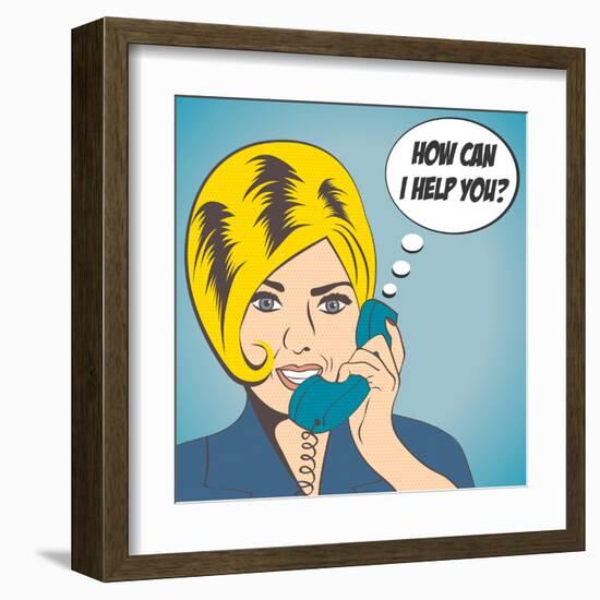 Woman Chatting on the Phone, Pop Art Illustration-Eva Andreea-Framed Art Print