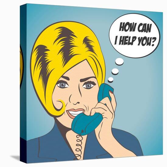 Woman Chatting on the Phone, Pop Art Illustration-Eva Andreea-Stretched Canvas