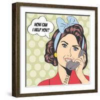 Woman Chatting on the Phone, Pop Art Illustration-Eva Andreea-Framed Art Print