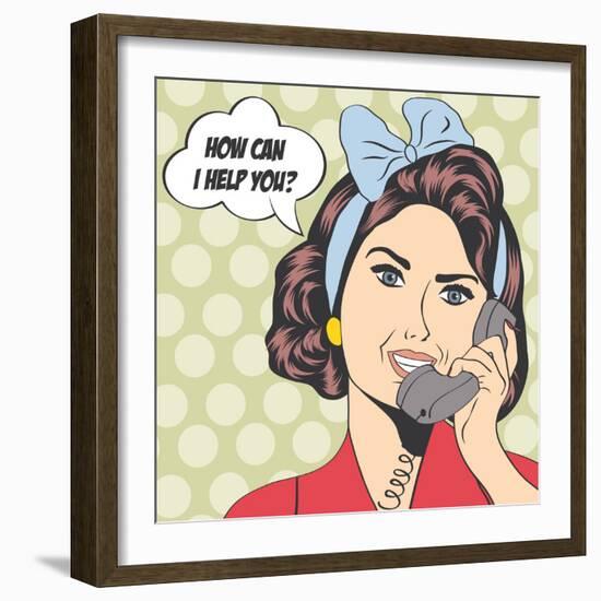 Woman Chatting on the Phone, Pop Art Illustration-Eva Andreea-Framed Art Print