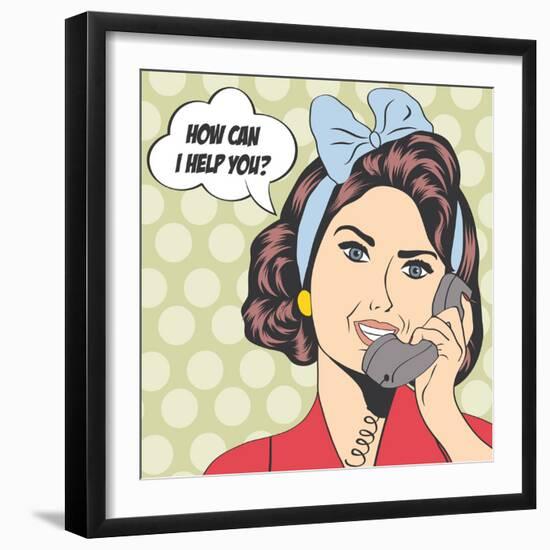 Woman Chatting on the Phone, Pop Art Illustration-Eva Andreea-Framed Art Print