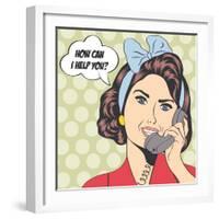 Woman Chatting on the Phone, Pop Art Illustration-Eva Andreea-Framed Art Print