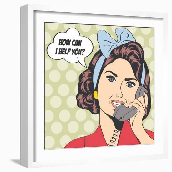 Woman Chatting on the Phone, Pop Art Illustration-Eva Andreea-Framed Art Print