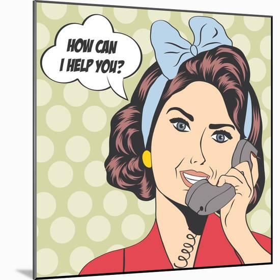 Woman Chatting on the Phone, Pop Art Illustration-Eva Andreea-Mounted Art Print