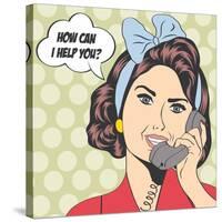 Woman Chatting on the Phone, Pop Art Illustration-Eva Andreea-Stretched Canvas