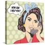 Woman Chatting on the Phone, Pop Art Illustration-Eva Andreea-Stretched Canvas