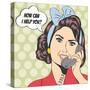 Woman Chatting on the Phone, Pop Art Illustration-Eva Andreea-Stretched Canvas