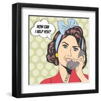 Woman Chatting on the Phone, Pop Art Illustration-Eva Andreea-Framed Art Print