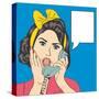 Woman Chatting on the Phone, Pop Art Illustration-Eva Andreea-Stretched Canvas