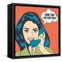 Woman Chatting on the Phone, Pop Art Illustration-Eva Andreea-Framed Stretched Canvas